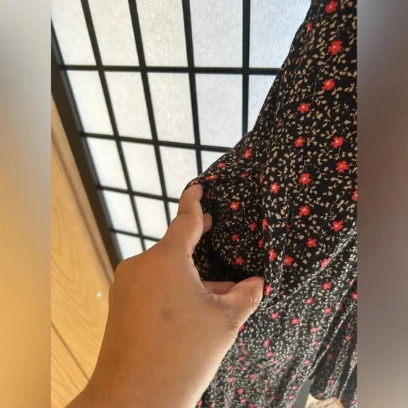 Free People Mini Dress XS Brown Floral Cowgirl Festival Flowy - Picture 7 of 9